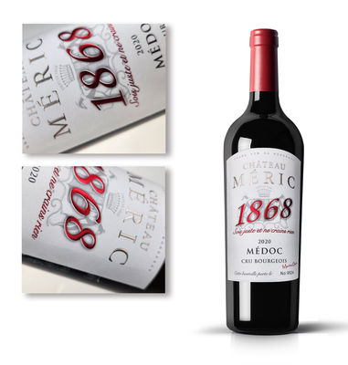 Etiquetas de botellas de vino impermeables personalizadas con recubrimiento adhesivo fuerte