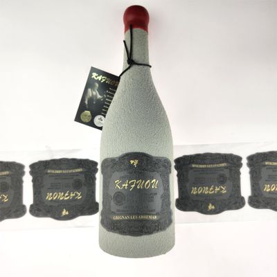 Etiquetas de cuero de PU personalizado en relieve, papel de oro, OEM, etiquetas hechas a mano, cuero para botellas de vino