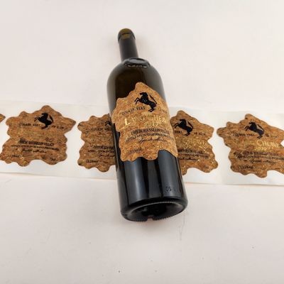 Etiquetas personalizadas de botellas de vino de corcho - Diseño de roble de lujo con estampado de papel de oro