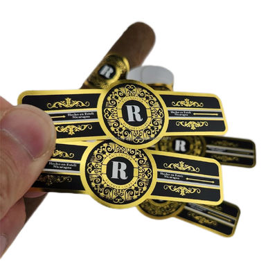 Impresión de etiquetas de cigarrillos 3D de Pantone Spot UV Oro papel de papel artístico de lámina en relieve pegatinas de papel personalizadas