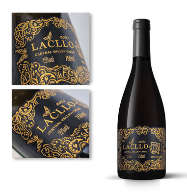 Etiquetas de botellas de vino de aluminio metálico en relieve para pedidos privados personalizados