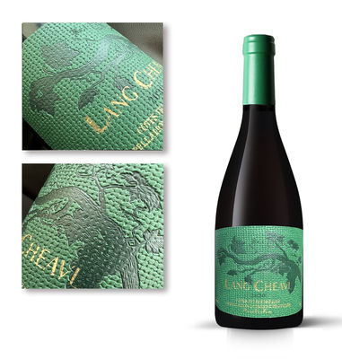 Etiqueta privada de vino personalizada Negro Color Premium Oro de papel estampado de cuero Etiqueta de botella de vino rojo