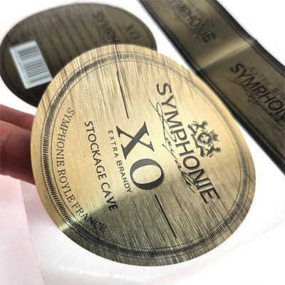 Embalaje de botellas de vino tinto de alta gama Etiqueta de vinilo con etiqueta de bronceado para jugo de whisky
