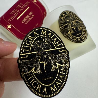 Etiqueta autoadhesiva de alta calidad de vela de perfume de terciopelo en relieve