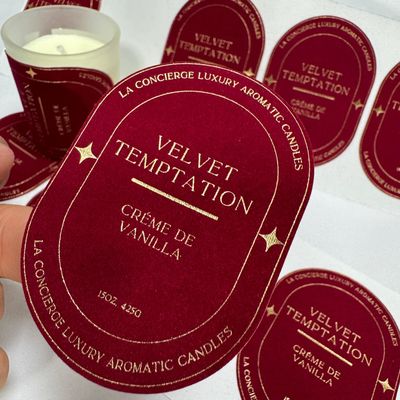 Eco Amigable Logotipo de Impresión Personalizado de Veludo Refractado de Oro Etiqueta de Velas Adhesivo para Jar de Velas