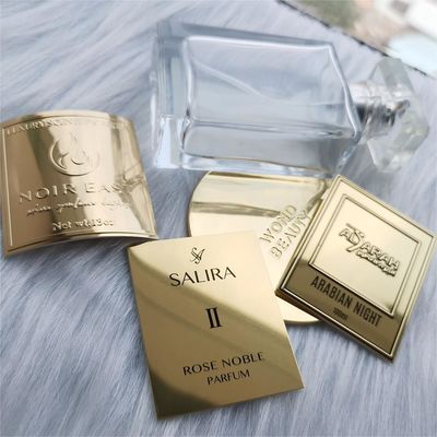 Logotipo de metal personalizado Etiqueta pegatinas Etiqueta para cosméticos Botella de vidrio Perfume Cosméticos vela