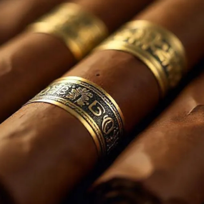 comprar Pegatina de etiqueta de cigarro personalizada en oferta especial premium, marca privada, UV, dorada, anillo de cigarro, adhesiva, impermeable, impresión de etiqueta de dibujos animados online manufacture