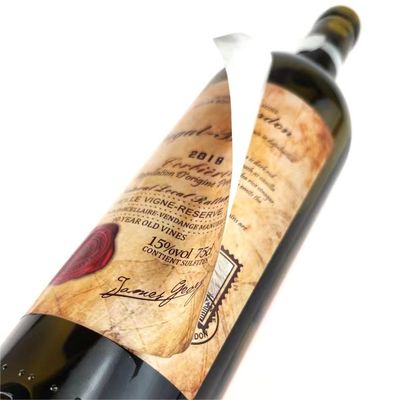 Buen precio Etiquetas autoadhesivas de doble capa contra la falsificación de vinos Etiquetas adhesivas personalizadas hechas a mano en línea