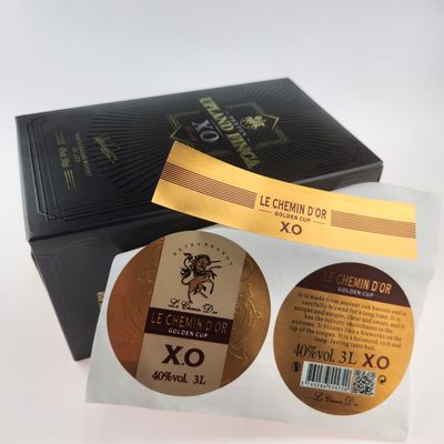 Buen precio Etiquetas de whisky de brandy en relieve en 3D personalizadas - Etiquetas de botellas de vino de papel de oro OEM en línea