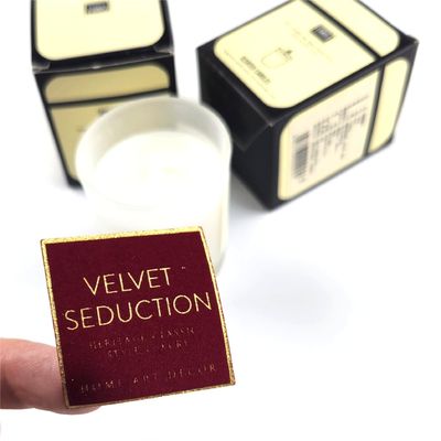 Buen precio Etiqueta de vela de terciopelo de aromaterapia Impresión de lámina de oro de doble capa Etiquetas de velas en línea