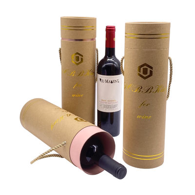 Buen precio Envasado en caja de papel de papel de lámina de oro con logotipo personalizado Envasado en caja de vino de tubo en línea