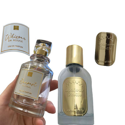 Buen precio Etiqueta de botella personalizada Logotipo en relieve Perfume Etiqueta de aluminio Autoadhesivo Adhesivos para adhesivos de embalaje de perfumes en línea