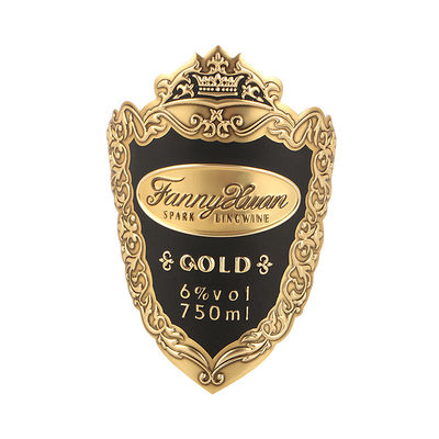 Buen precio Logotipo personalizado Botellas de lujo Etiqueta de vino de aluminio metálico con diseño en relieve en línea