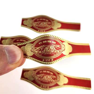 Buen precio Custom Round Rectangular Oval Cigar Band Label with Gold Foil Stamping and Embossed Design en línea