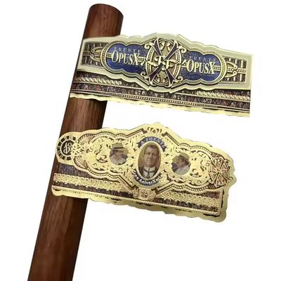 Buen precio ISO9001 Certified Waterproof Eco-friendly Cigar Label Adhesive Sticker with Gold Foil 3D Embossed Customized Shape en línea
